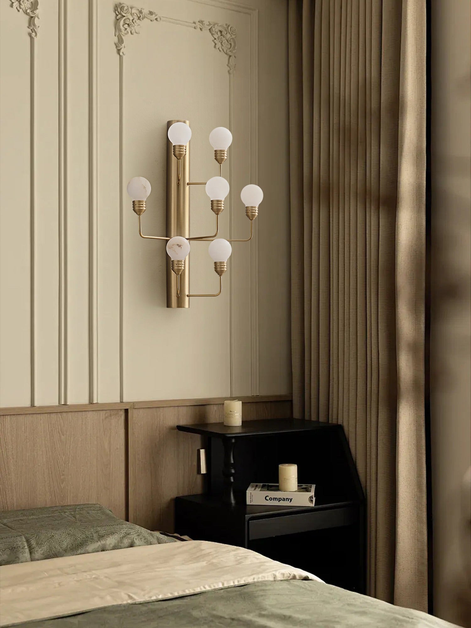 Modern Spanish Alabaster Wall Sconce in Natural Brass - 02 room scene 1