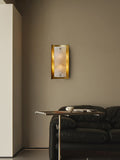 Modern Spanish Alabaster Rectangular Wall Sconce in Natural Brass - 02 room scene 1