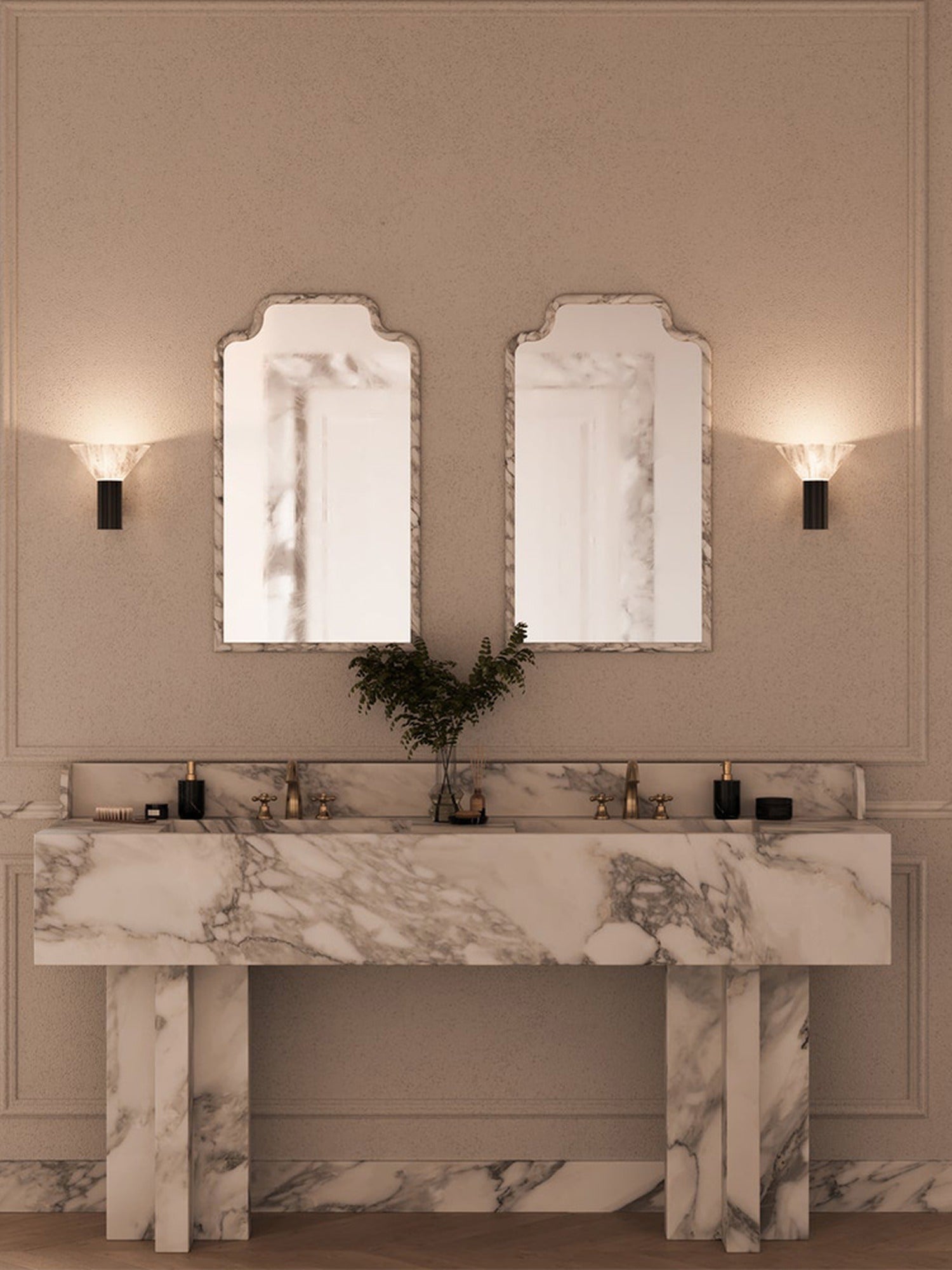 Modern Snowflake Alabaster Cup Wall Sconce - 02 room scene 1