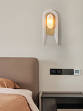 Modern Spanish Alabaster Arched Wall Sconce in Natural Brass - 02 room scene 1