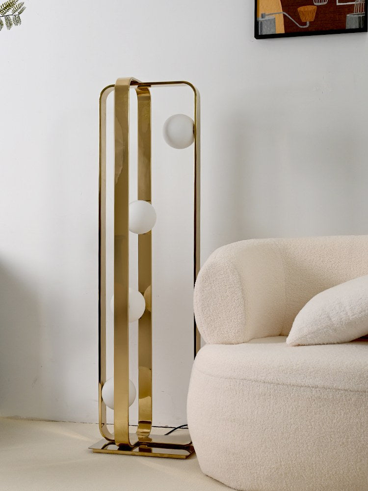 Modern Champagne Gold Globe Floor Lamp - 02 02-scene-champagne-gold-globe-floor-lamp-living-room