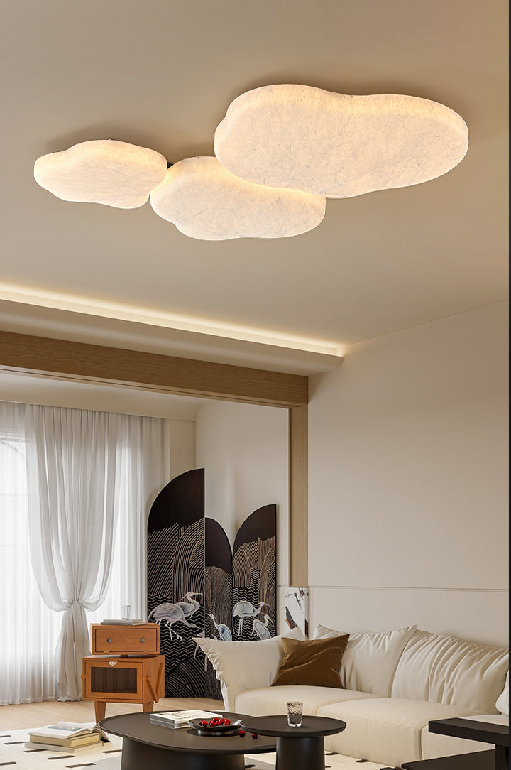 Modern Mulberry Silk Cloud Ceiling Light in White - 02 02-scene-cloud-ceiling-light-living-room