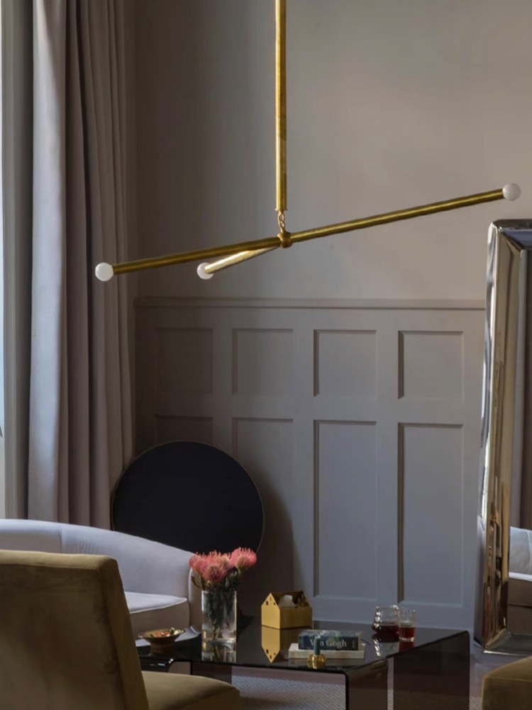 Modern Brass Branch Chandelier with Suede Accents - 02 02-scene-copper-suede-branch-chandelier-living-room