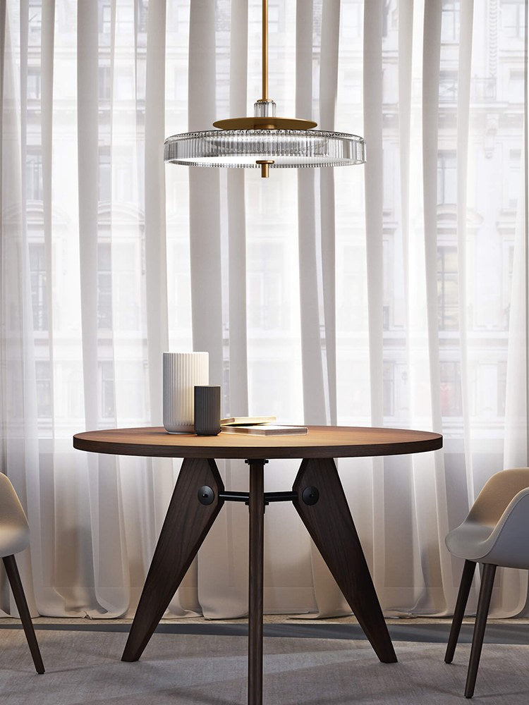 Modern Crystal Glass Drum Pendant Light - 02 02-scene-crystal-glass-drum-pendant-dining-room