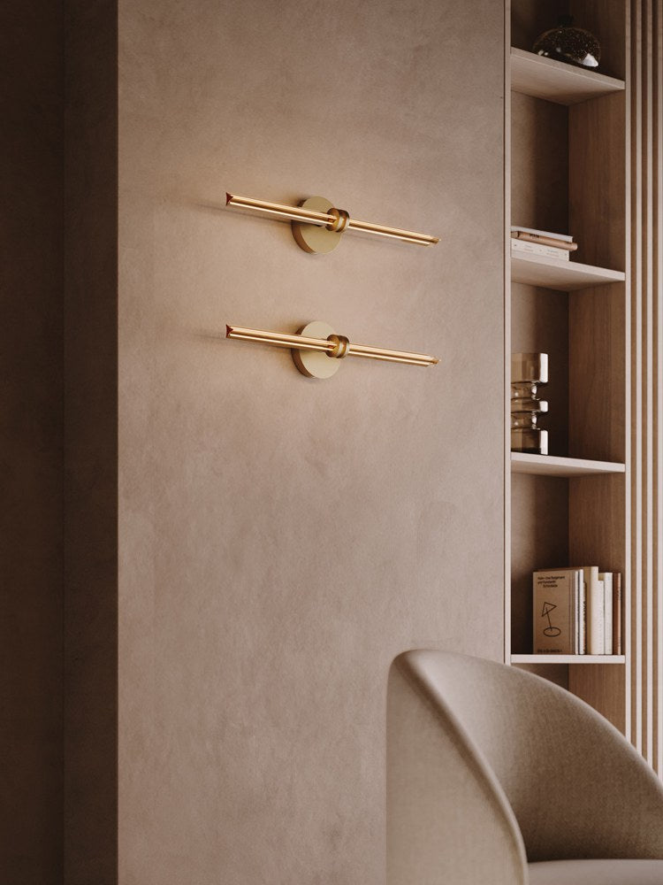 Modern Crystal Glass Linear Wall Sconce in Natural Brass - 02 02-scene-crystal-glass-linear-wall-sconce-living-room