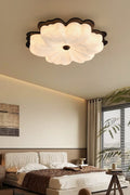 Modern Mulberry Silk Flower Ceiling Light in Walnut and White - 02 02-scene-flower-ceiling-light-bedroom