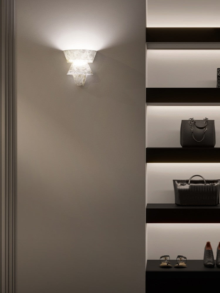 Modern Alabaster Tiered Wall Sconce - 02 02-scene-foyer-wall-sconce