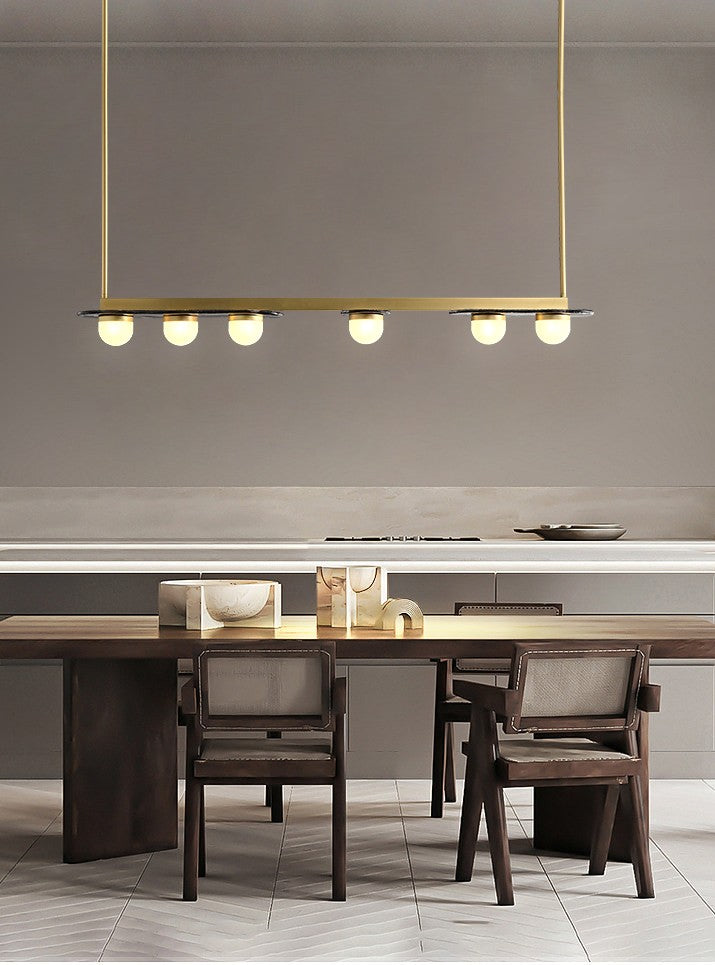 Modern Linear Glass Globe Chandelier - 02 02-scene-linear-glass-globe-chandelier-dining-room
