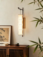 Modern Song-Inspired Mulberry Silk Wall Sconce in Antique Brass - 02 02-scene-living-room