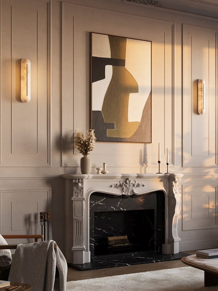 Modern Snowflake Alabaster Oval Wall Sconce - 02 02-scene-living-room