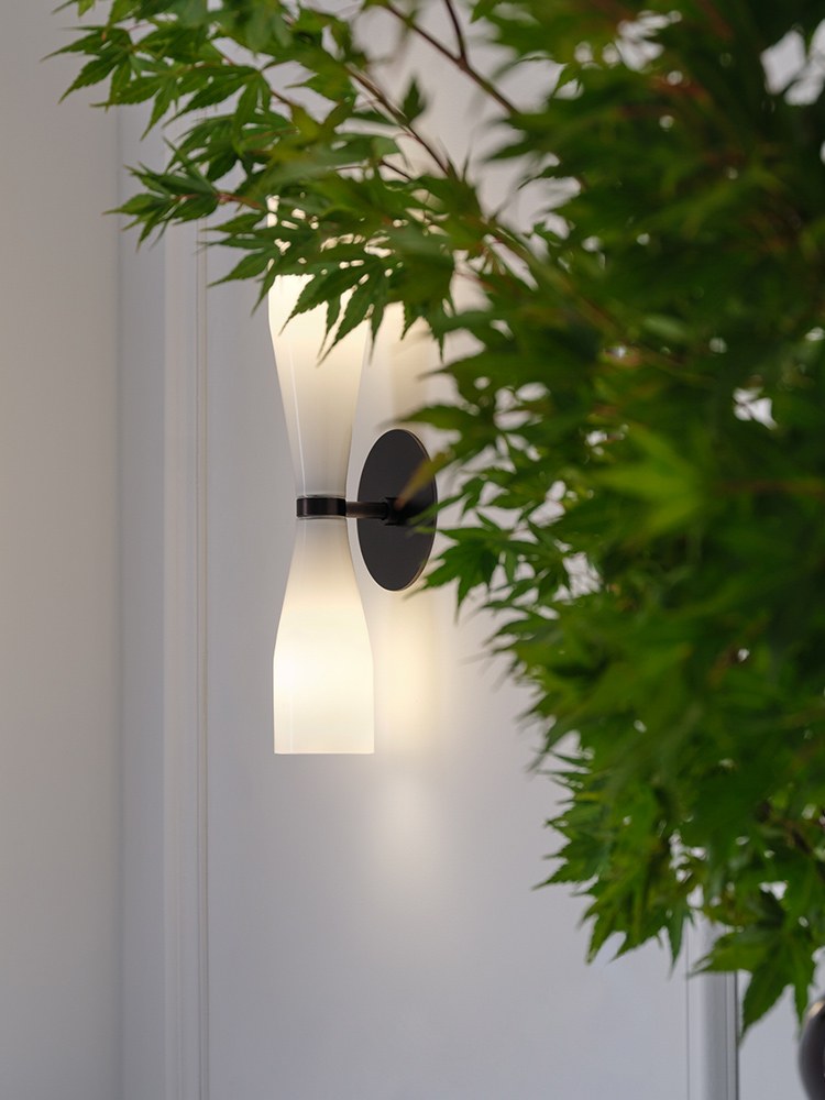 Modern Milky Glass Hourglass Wall Sconce - 02 02-scene-milky-glass-hourglass-wall-sconce-entryway