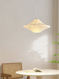 Handmade Mulberry Silk Saucer Pendant Light in White - 02 02-scene-silk-saucer-pendant-reading-corner