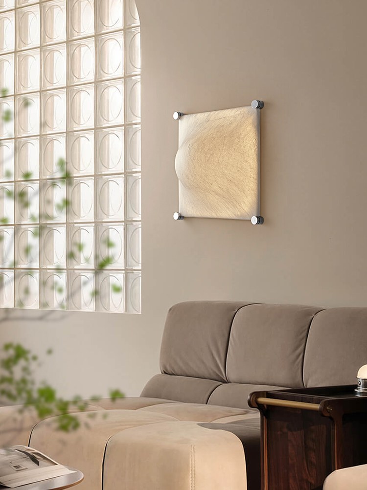 Modern Square Mulberry Silk Ceiling Light in Chrome - 02 02-scene-square-silk-ceiling-light-bedroom