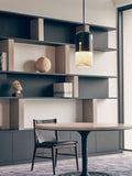 Modern Spanish Alabaster Cylinder Pendant Light in Matte Black - 02 02-scene-study