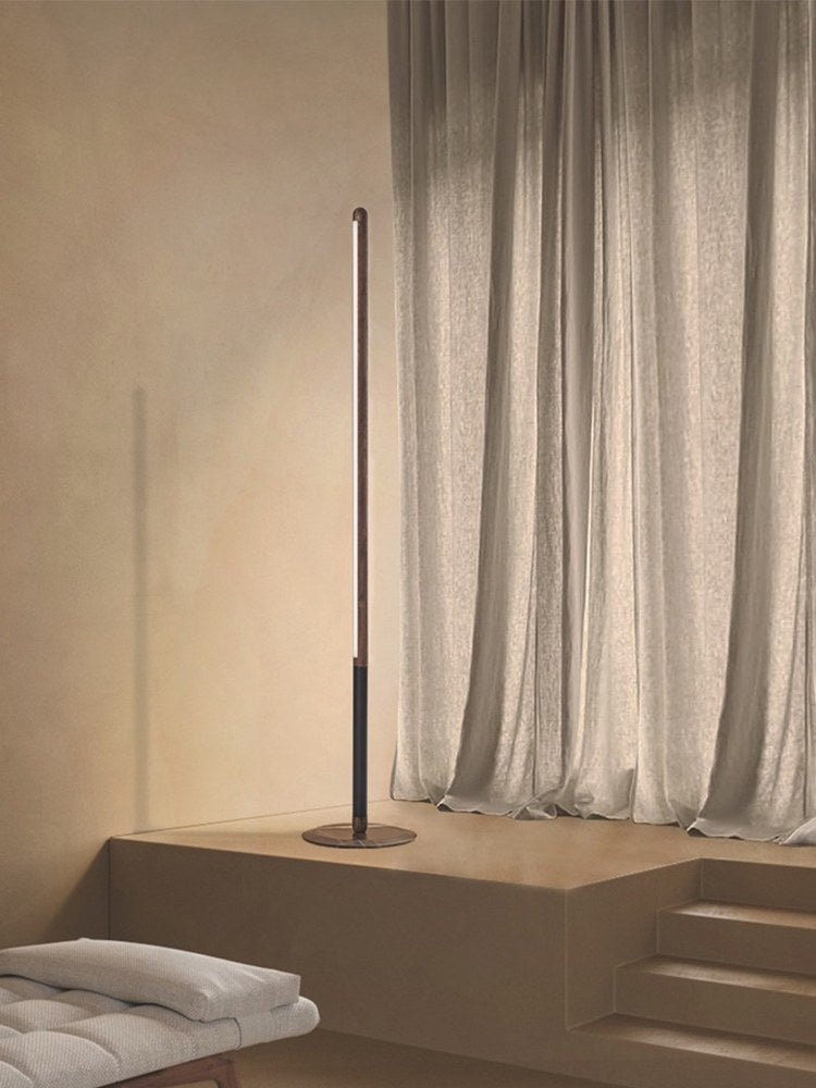 Modern Walnut LED Floor Lamp with Marble Base - 02 02-scene-walnut-led-floor-lamp-living-room