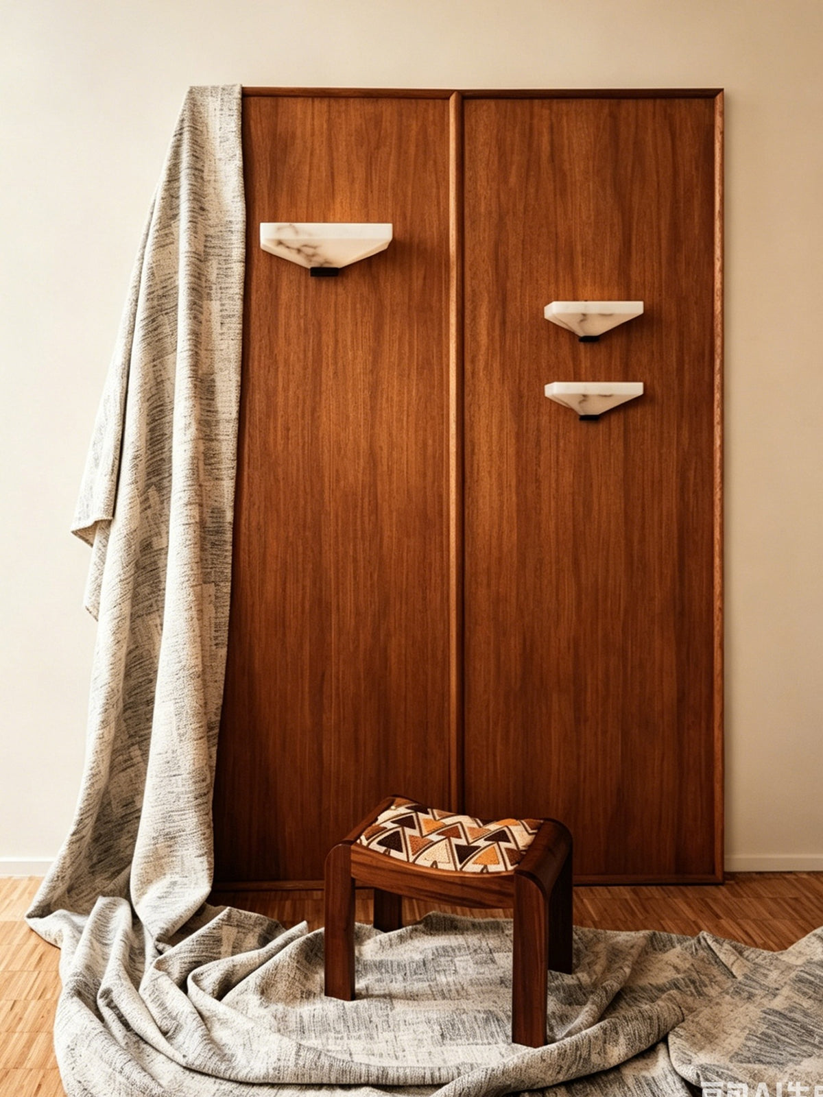 Modern Snowflake Alabaster Faceted Wall Sconce in Dark Bronze - 02 02-scene-wardrobe