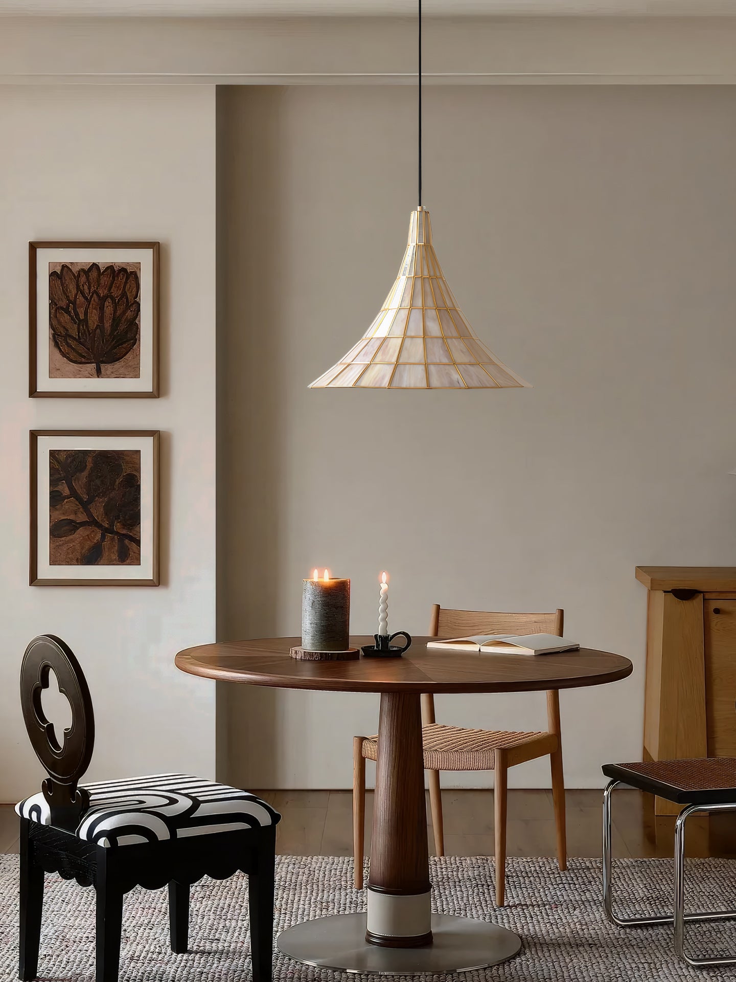 Modern Amber Shell Cone Pendant Light - 13 02-source-3-4主图3