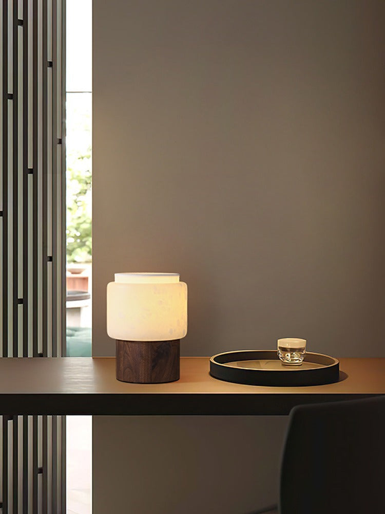 Modern Alabaster Wood Cylinder Table Lamp - 13 02-source-console-scene