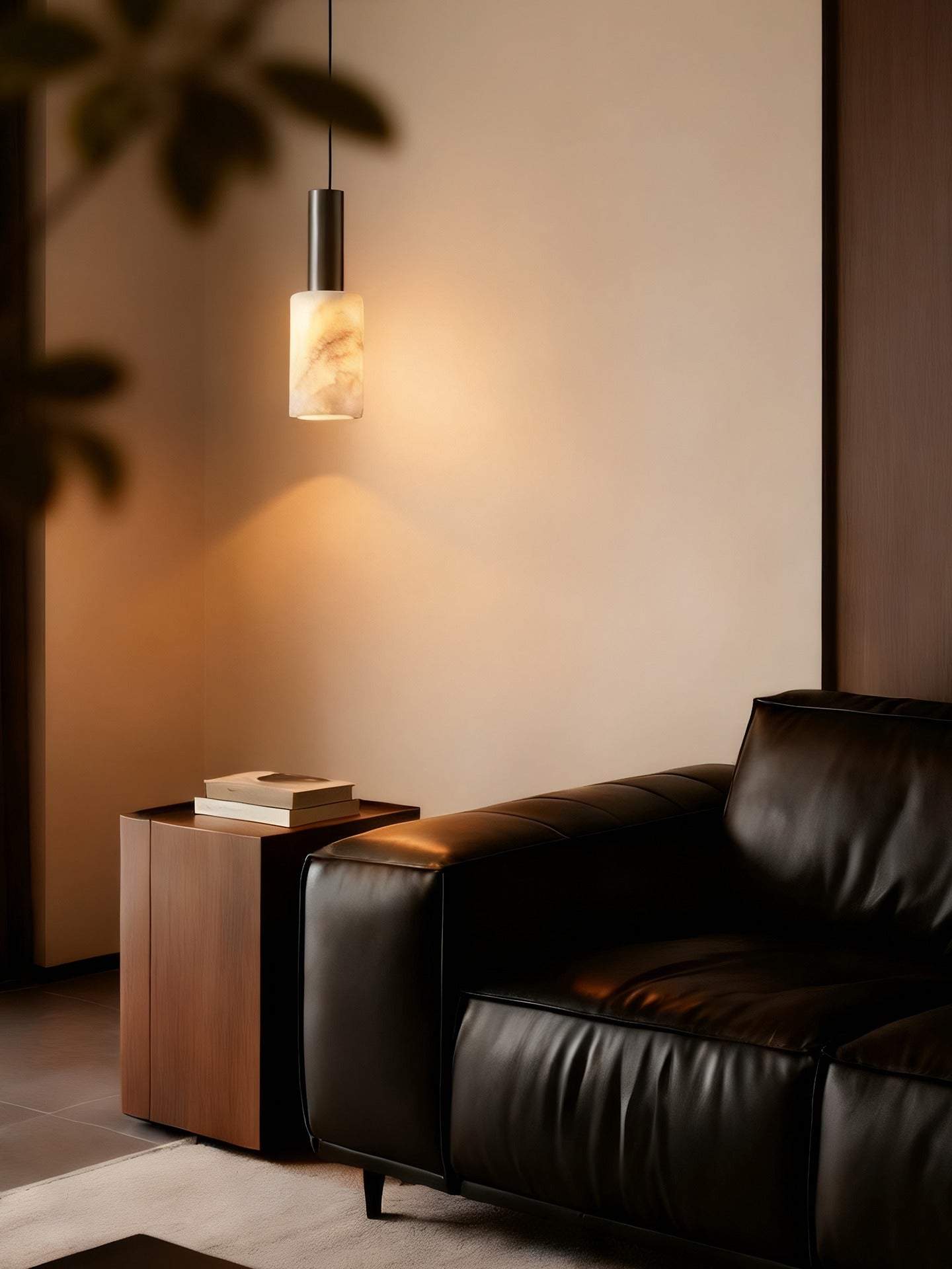 Modern Natural Stone Cylinder Pendant Light - 02 02-source-scene-2