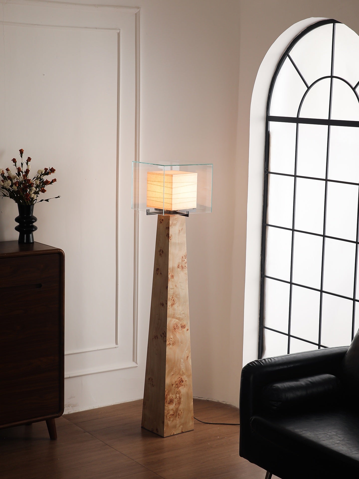 Modern Travertine Glass Shade Table and Floor Lamp - 03 02-source-scene-2