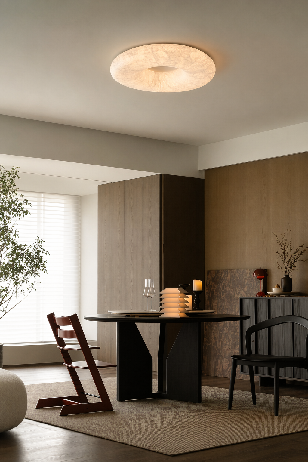 Mulberry silk halo ceiling light interior view 1