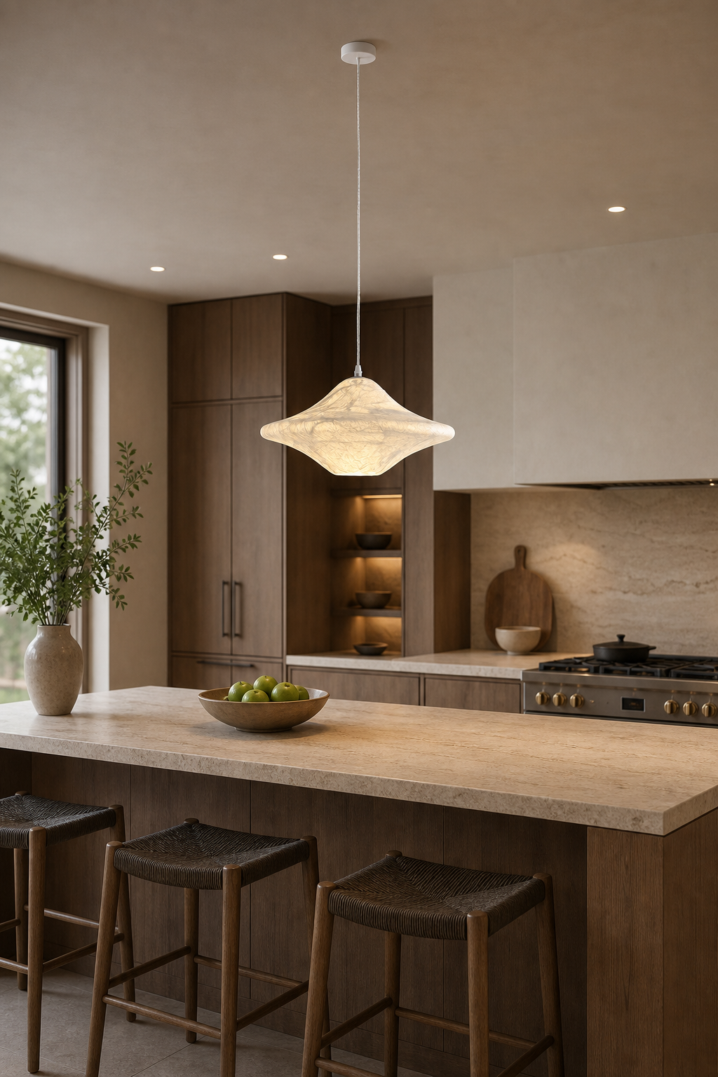 Handmade Mulberry Silk Saucer Pendant Light in White - product image 09