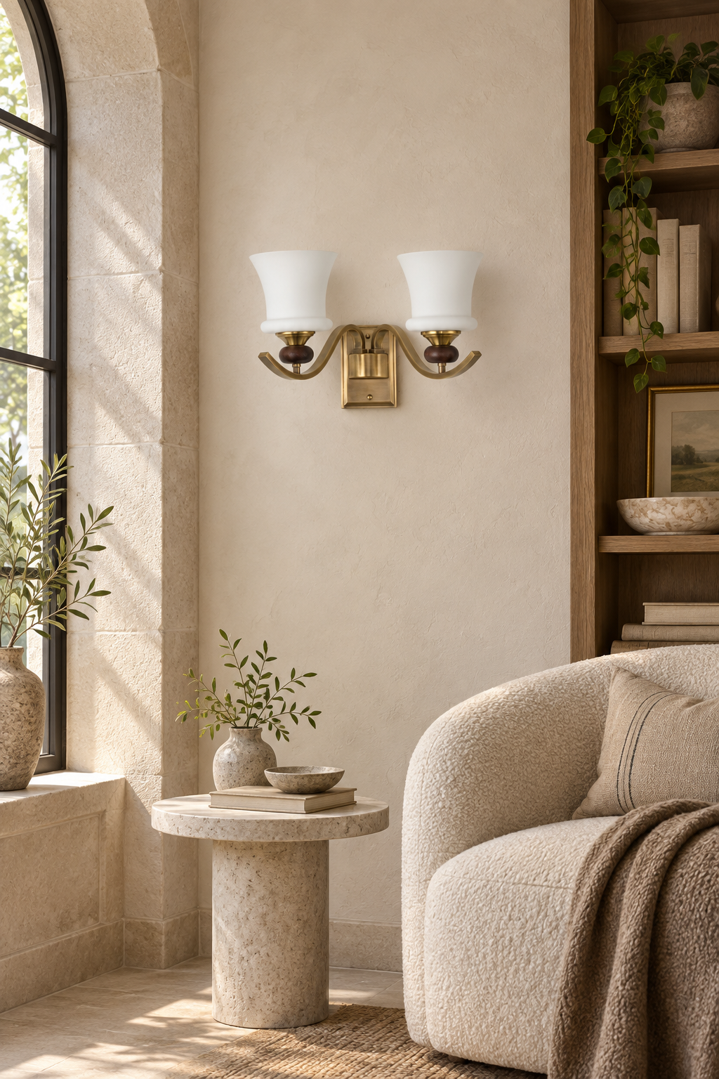 Brontelle two-light wall sconce lifestyle scene 02
