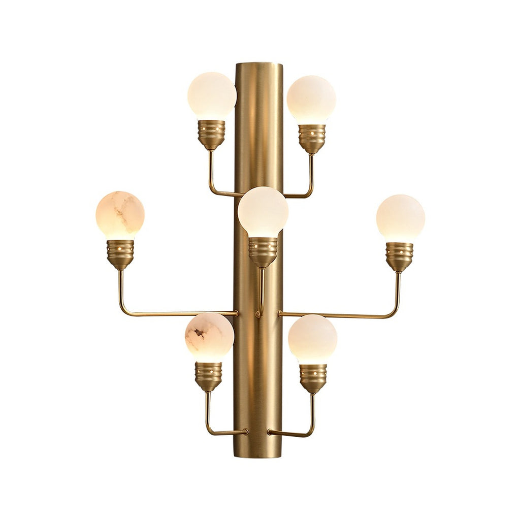 Modern Spanish Alabaster Wall Sconce in Natural Brass - enlarged white background main image