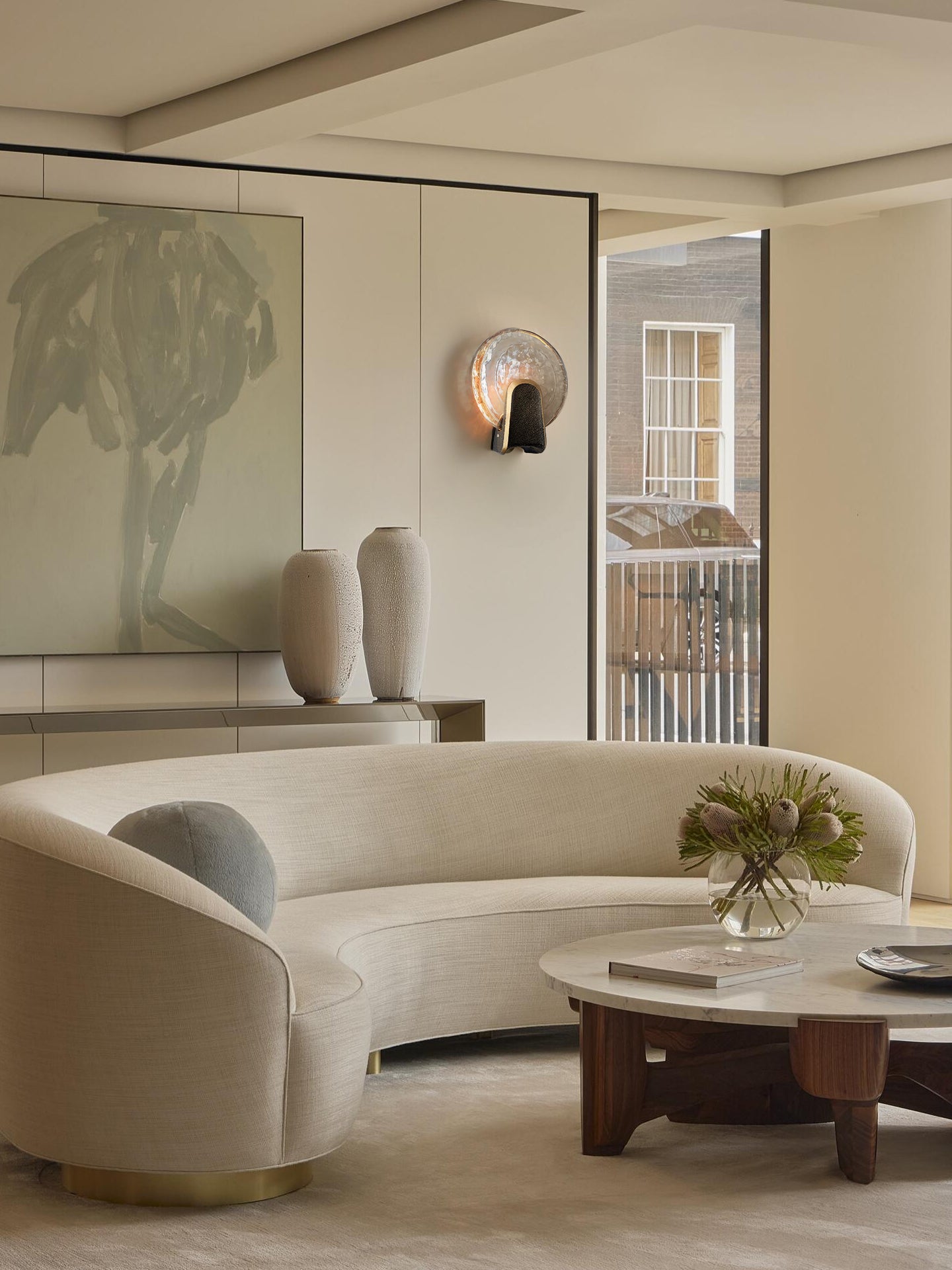 Modern Smoky Glass Round Wall Sconce - 16 03-3-4主图4