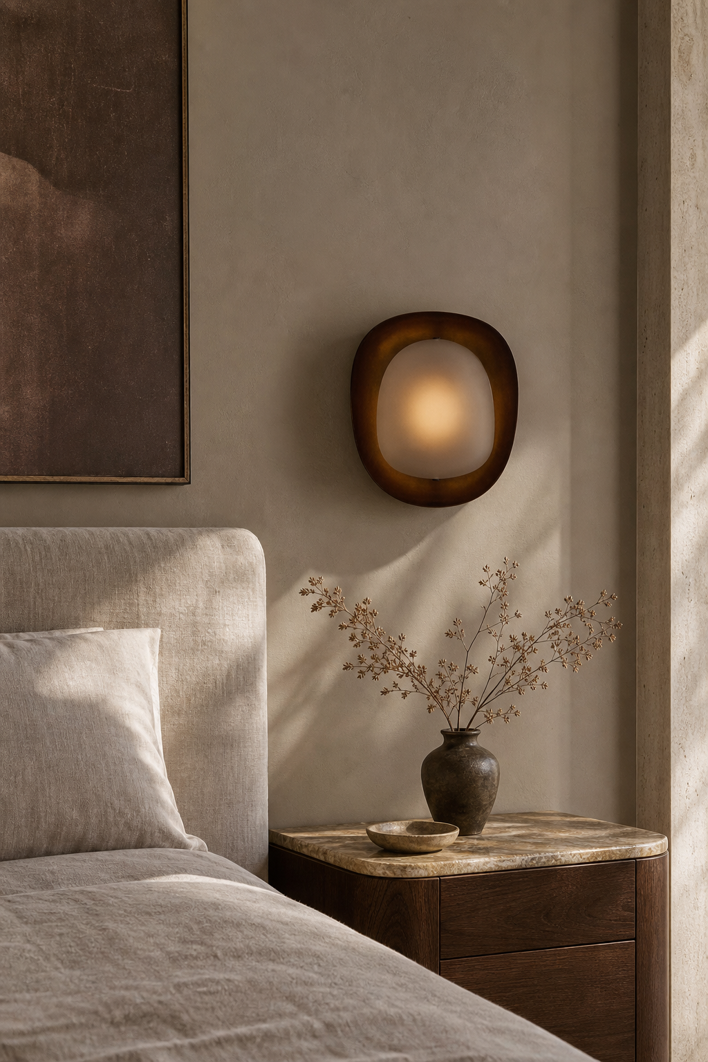 Dark Rounded Frame Wall Sconce bedroom bedside