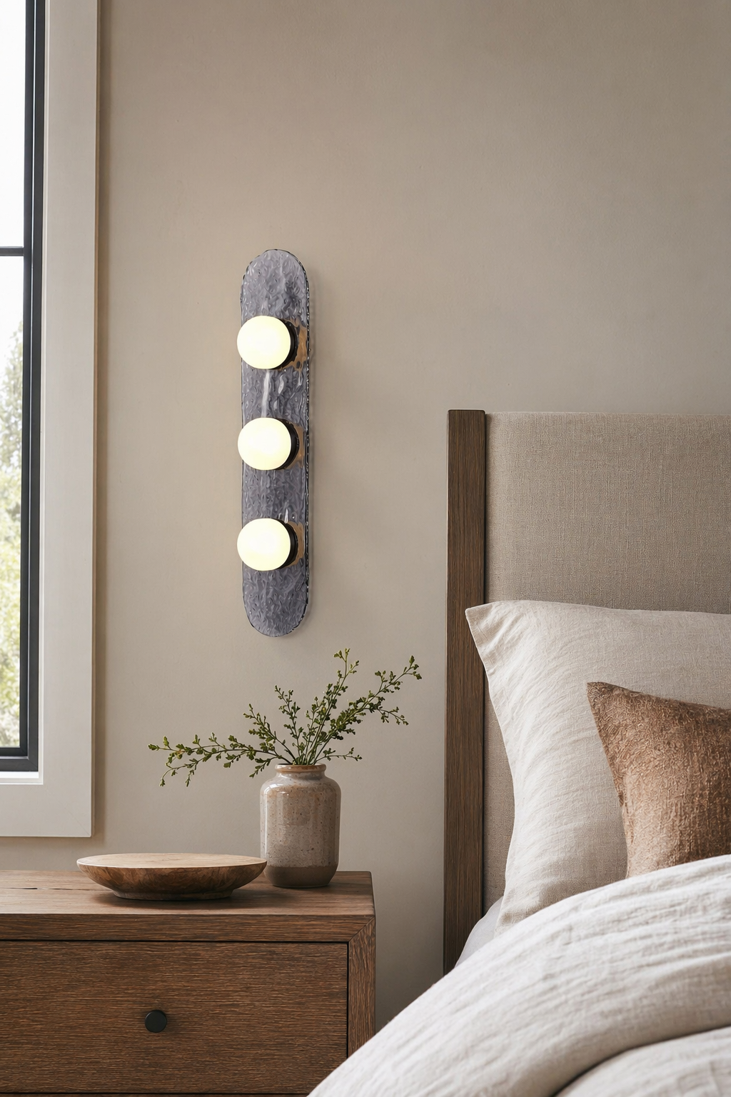 Modern Smoky Glass Linear Wall Sconce - generated main 03 03-bedroom-bedside