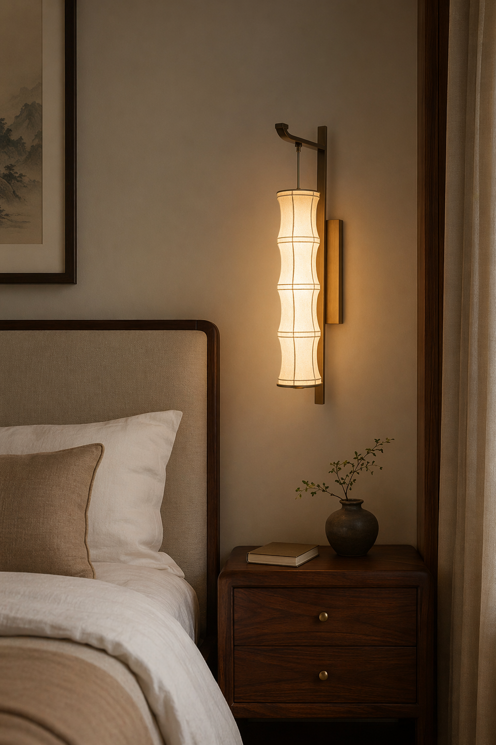 Modern Song-Inspired Bamboo Wall Sconce in Antique Brass - product image 13