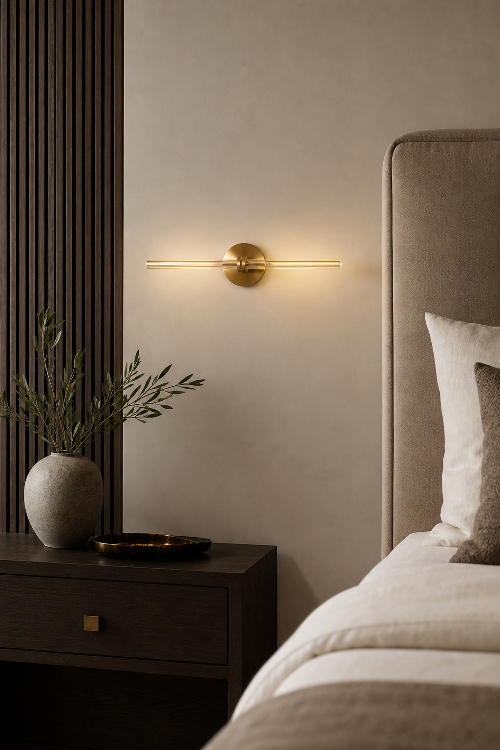 Modern Crystal Glass Linear Wall Sconce in Natural Brass - product image 09