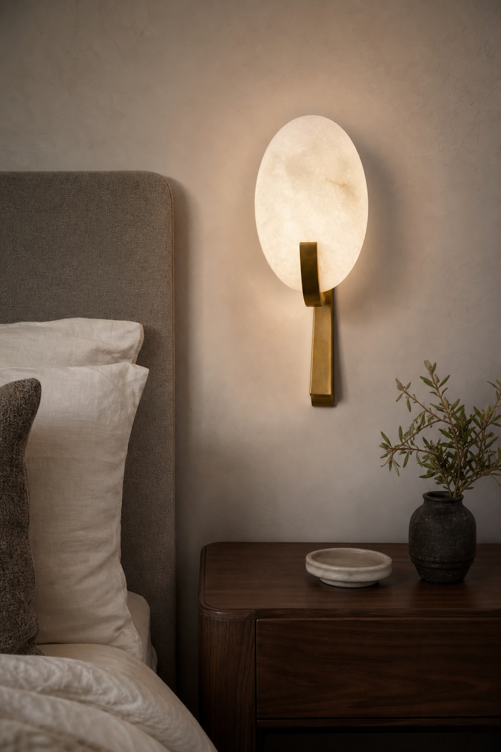 Modern Alabaster Oval Stem Wall Sconce - product image 05