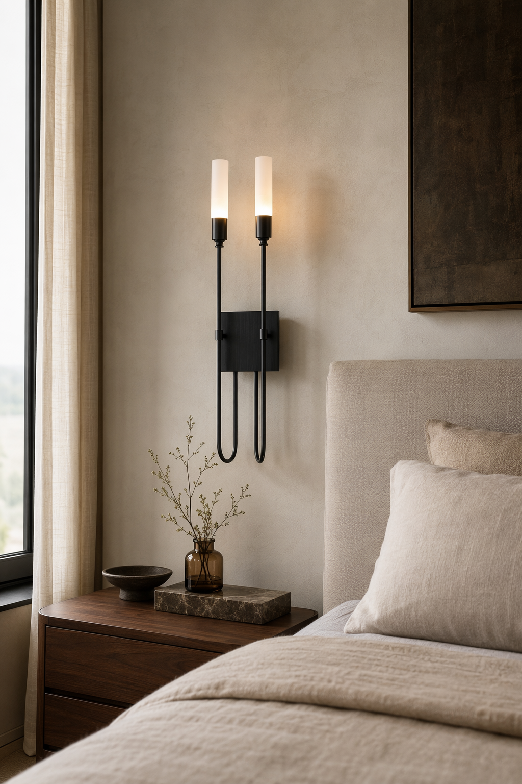 Double Loop Wall Sconce copper black bedroom bedside