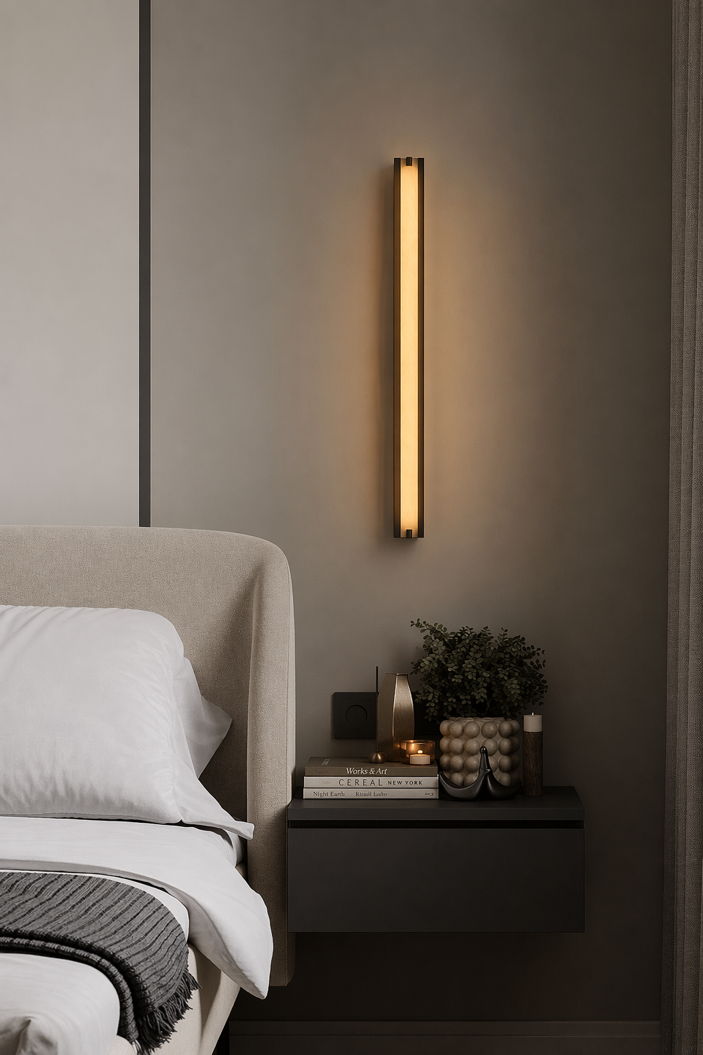 Modern Alabaster Linear Wall Sconce in Antique Brass - product image 04
