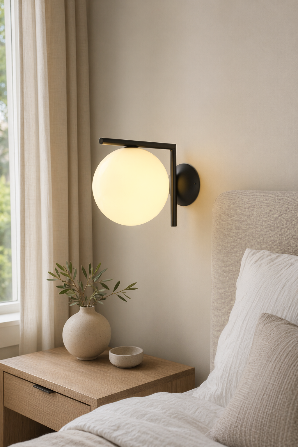 Modern Globe Arm Wall Sconce - generated main 03 03-bedroom-bedside