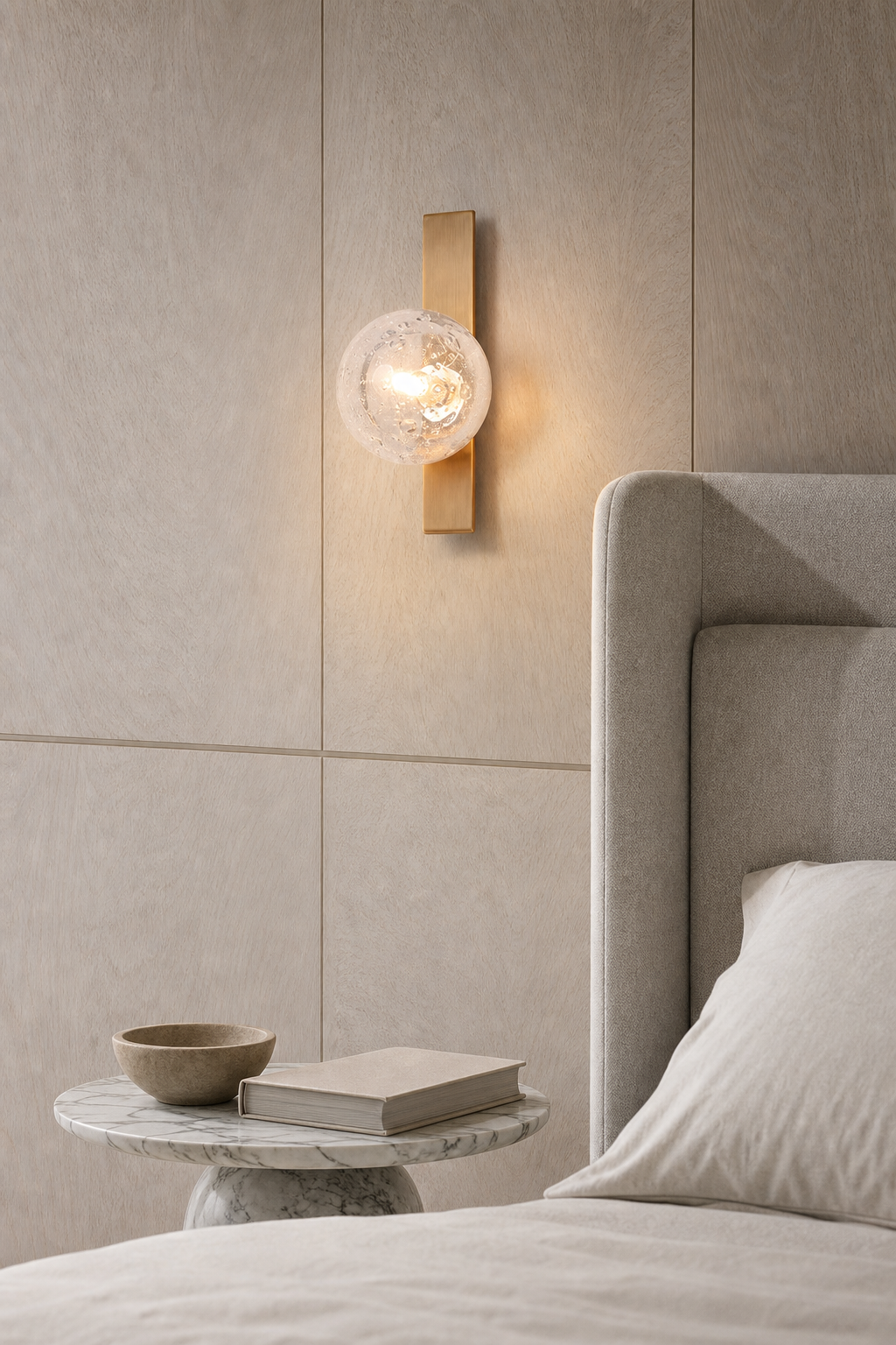 Modern Glass Globe Wall Sconce in Antique Brass - product image 04