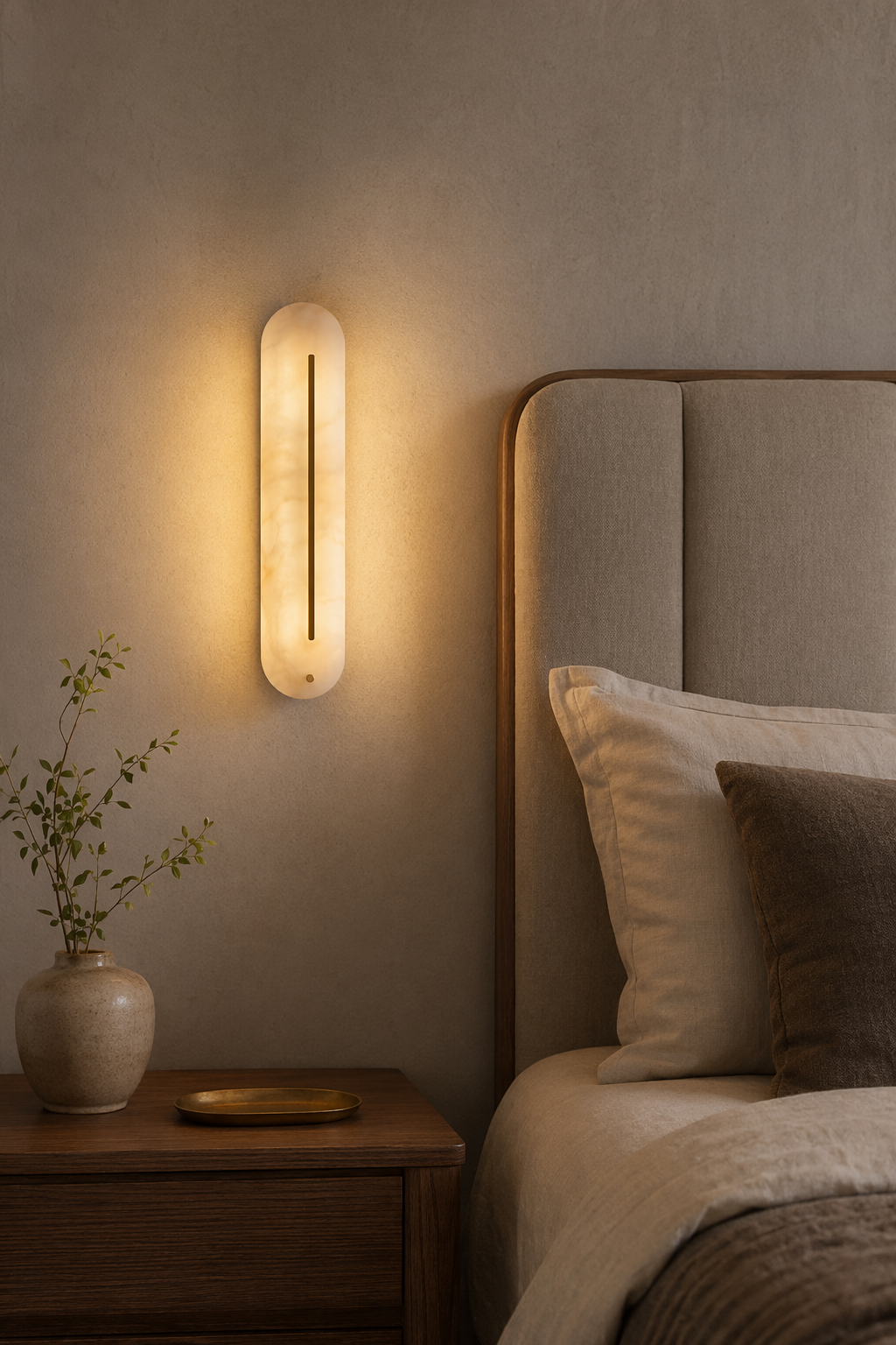 Modern Snowflake Alabaster Oval Wall Sconce - product image 04