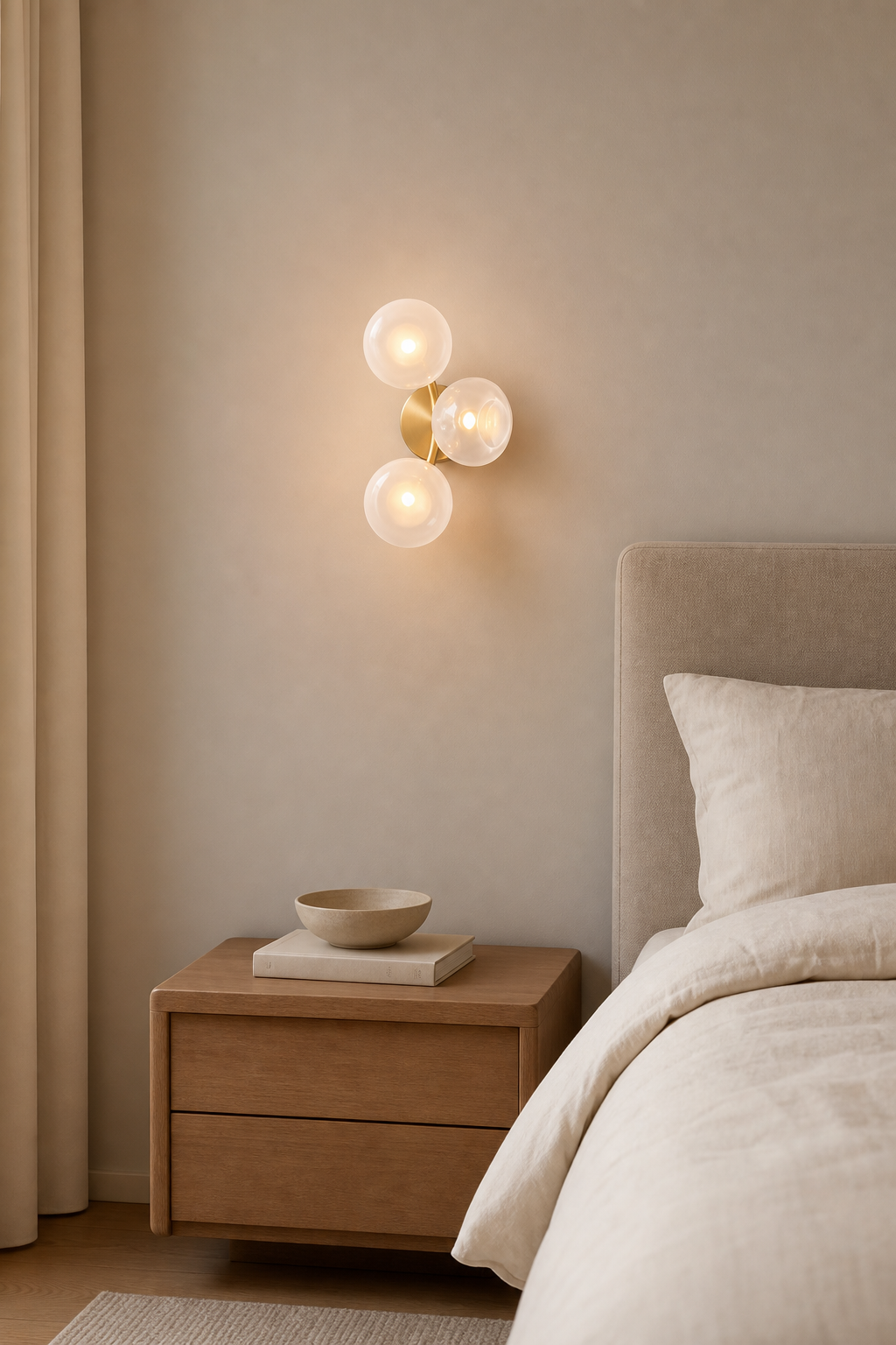 Modern Glass Globe Branch Wall Sconce in Natural Brass - product image 02