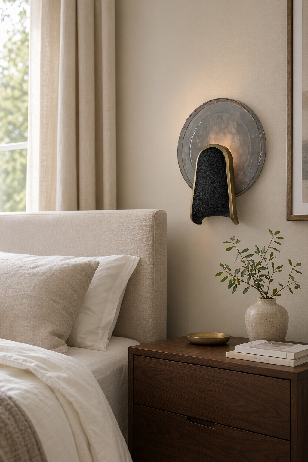 Modern Smoky Glass Round Wall Sconce - 03 03-bedroom-bedside