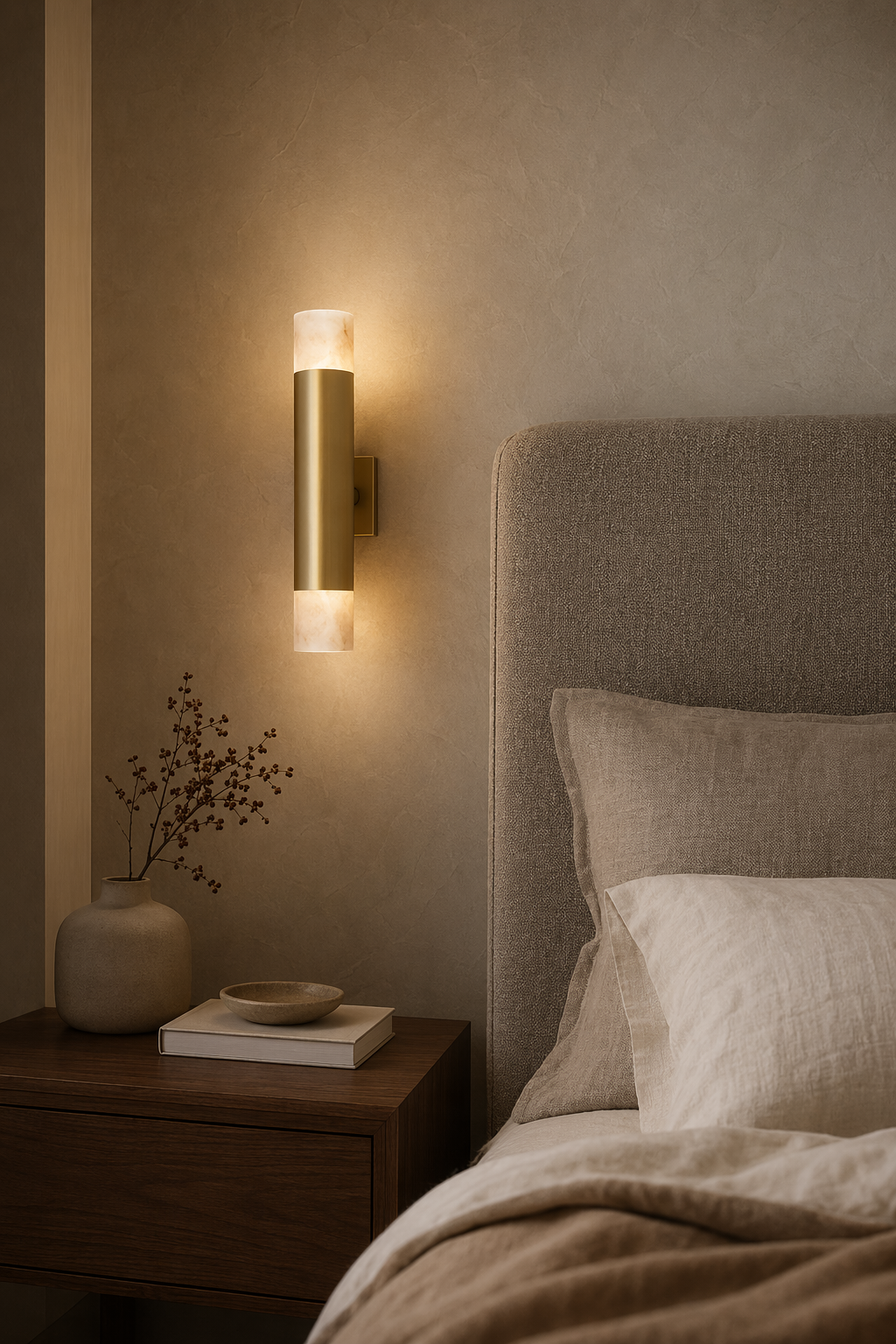 Modern Alabaster Slim Cylinder Wall Sconce - product image 03