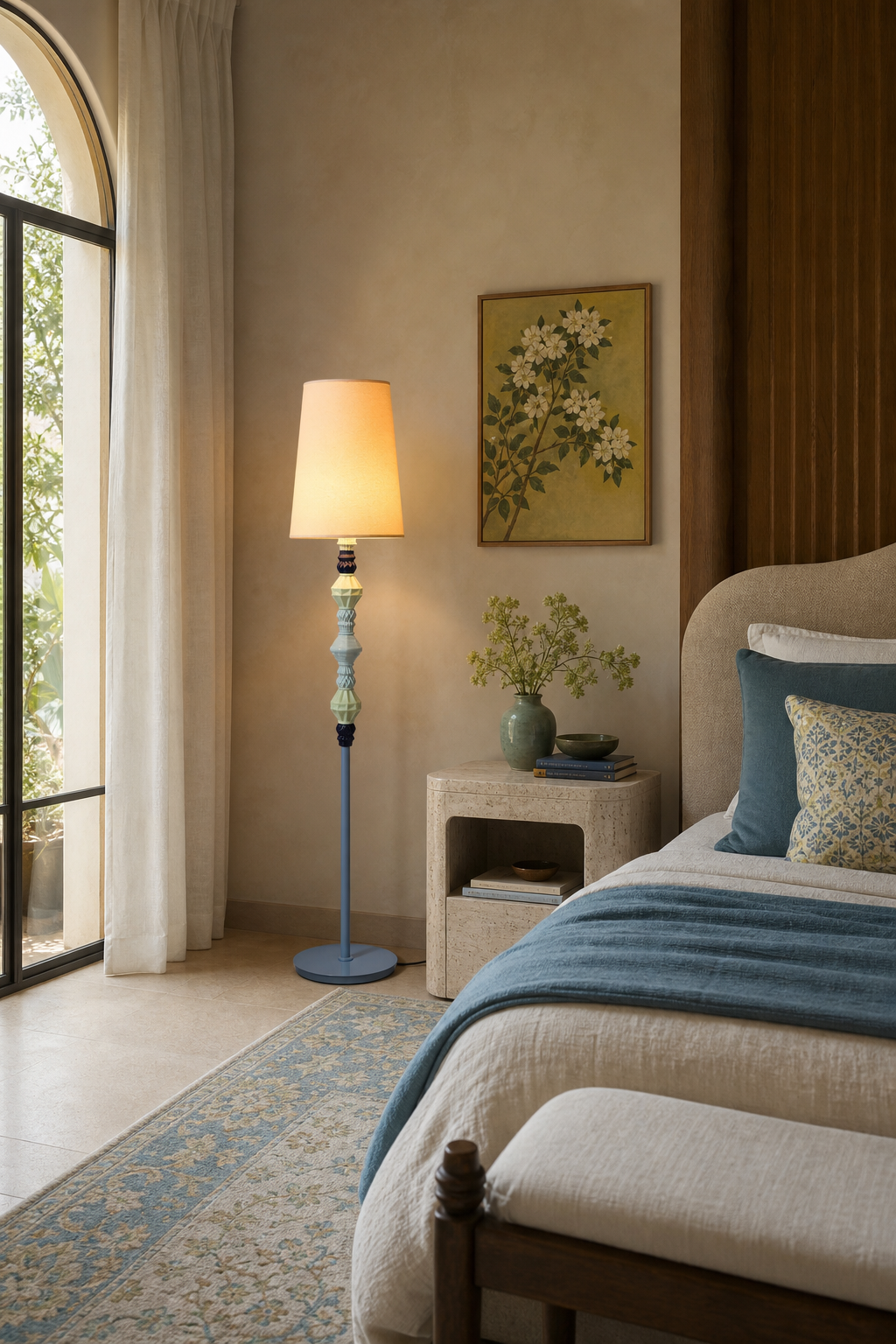 Colorful Ceramic Floor Lamp bedroom corner wide