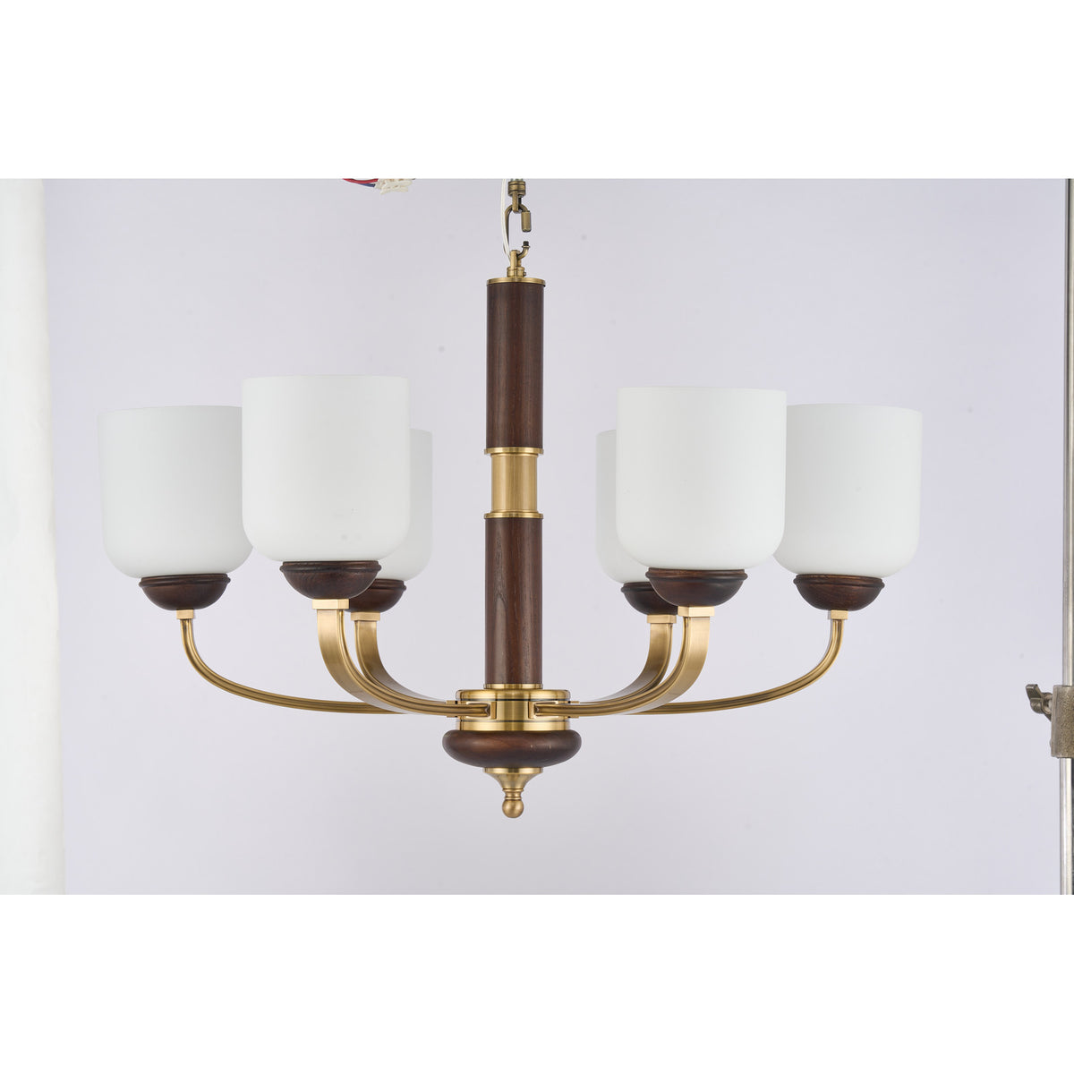 Supplier real photograph of the Bellgrave six-light chandelier complete unlit front view