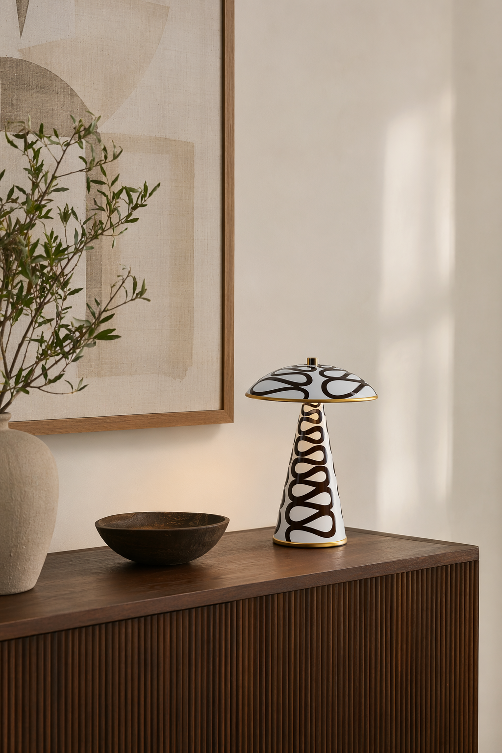 Modern Painted Mushroom Table Lamp - generated workflow 03 03-console-daylight