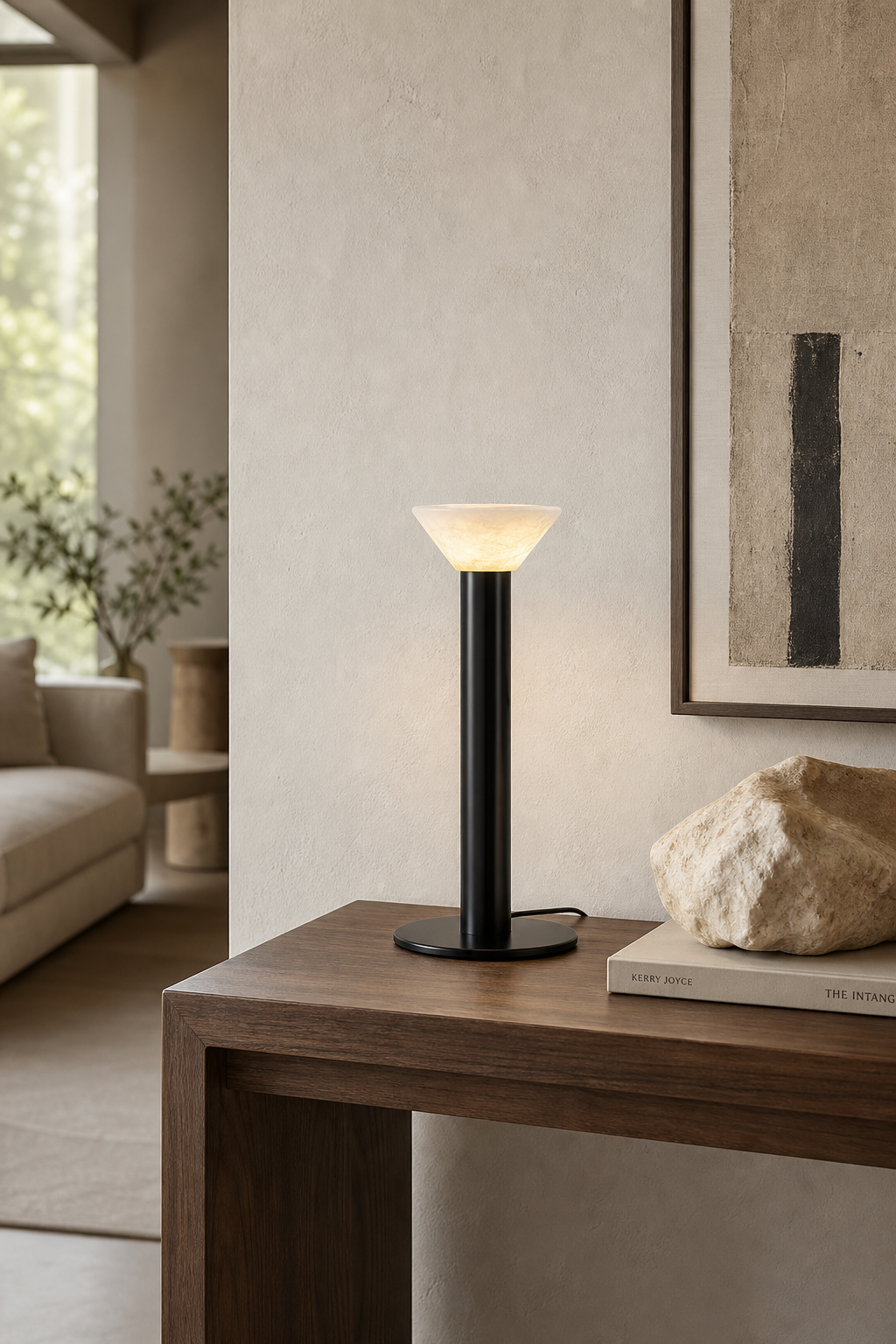 Minimalist Cone LED Table Lamp styled in a designer interior, view 3
