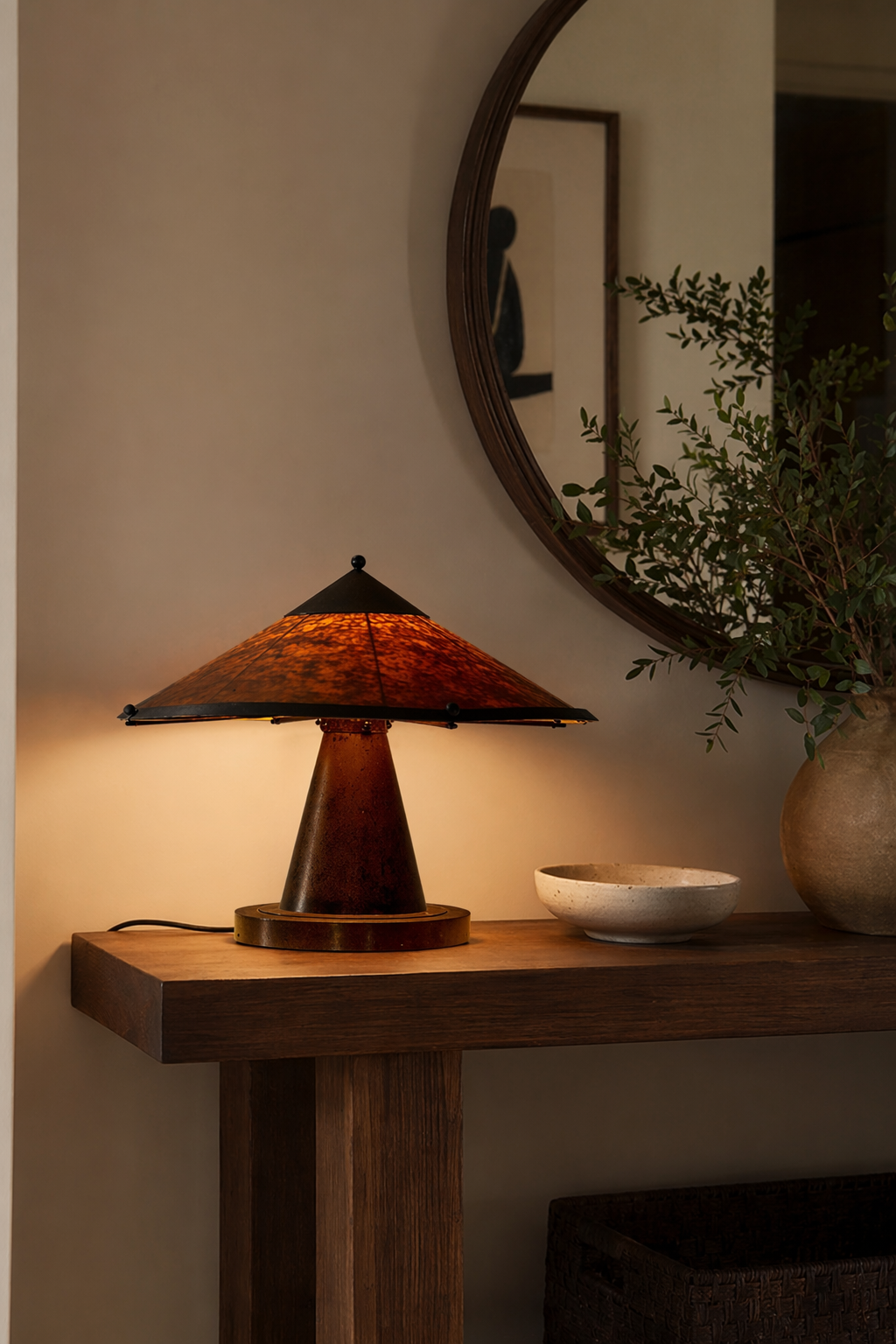 Handcrafted Silk Shade Table Lamp - generated main 03 03-console-table