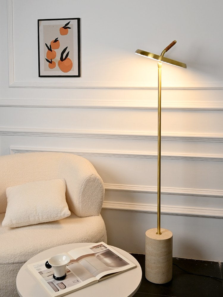 Modern Travertine Leather Floor Lamp in Gold - 03 03-detail-travertine-leather-floor-lamp-study