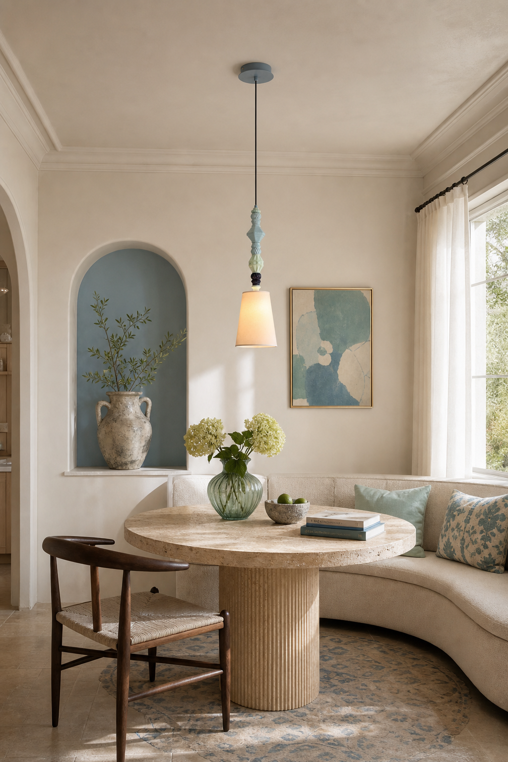 Cloud-Glaze Blue Ceramic Mini Pendant dining nook color wide