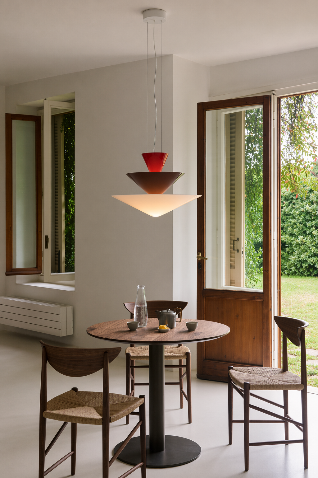 Modern Layered Cone Pendant Light - 03 03-dining-nook-red